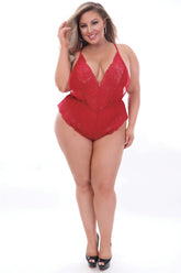 Chiffon And Lace Romper With V-Neckline - STM11189X by Seven Til Midnight